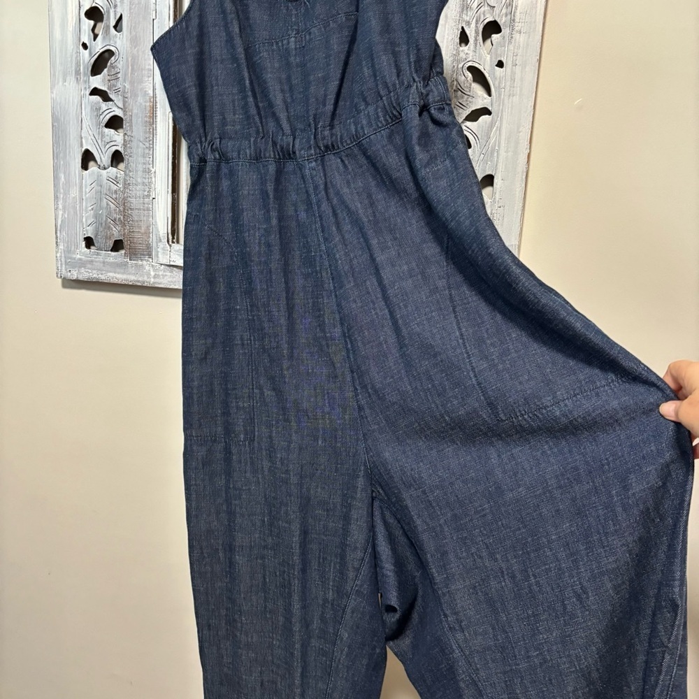 Anthropologie Charcoal Black Spaghetti-Strap Wide-Leg Jumpsuit - Picture 11 of 13